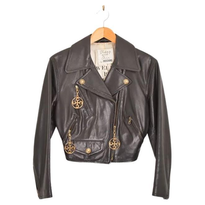 S/S 1992 Moschino Cheap & Chic Butter soft Black Leather Biker Jacket For Sale