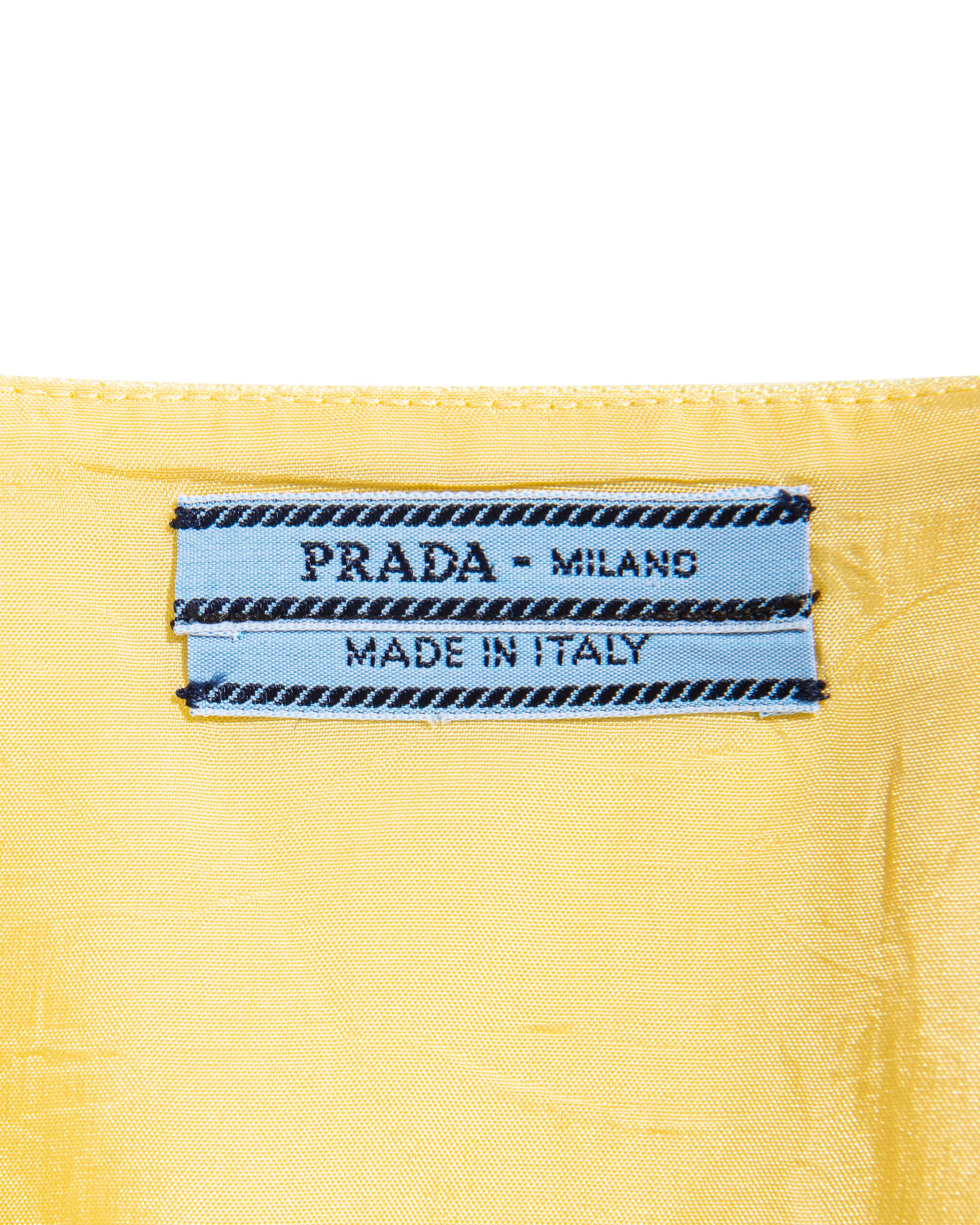 S/S 1992 Prada by Miuccia Prada Butter Yellow Short Sleeve Mini Dress 4