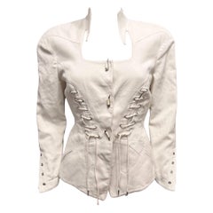 S/S 1992 Thierry Mugler Corset Ivory Lace Up Jacket
