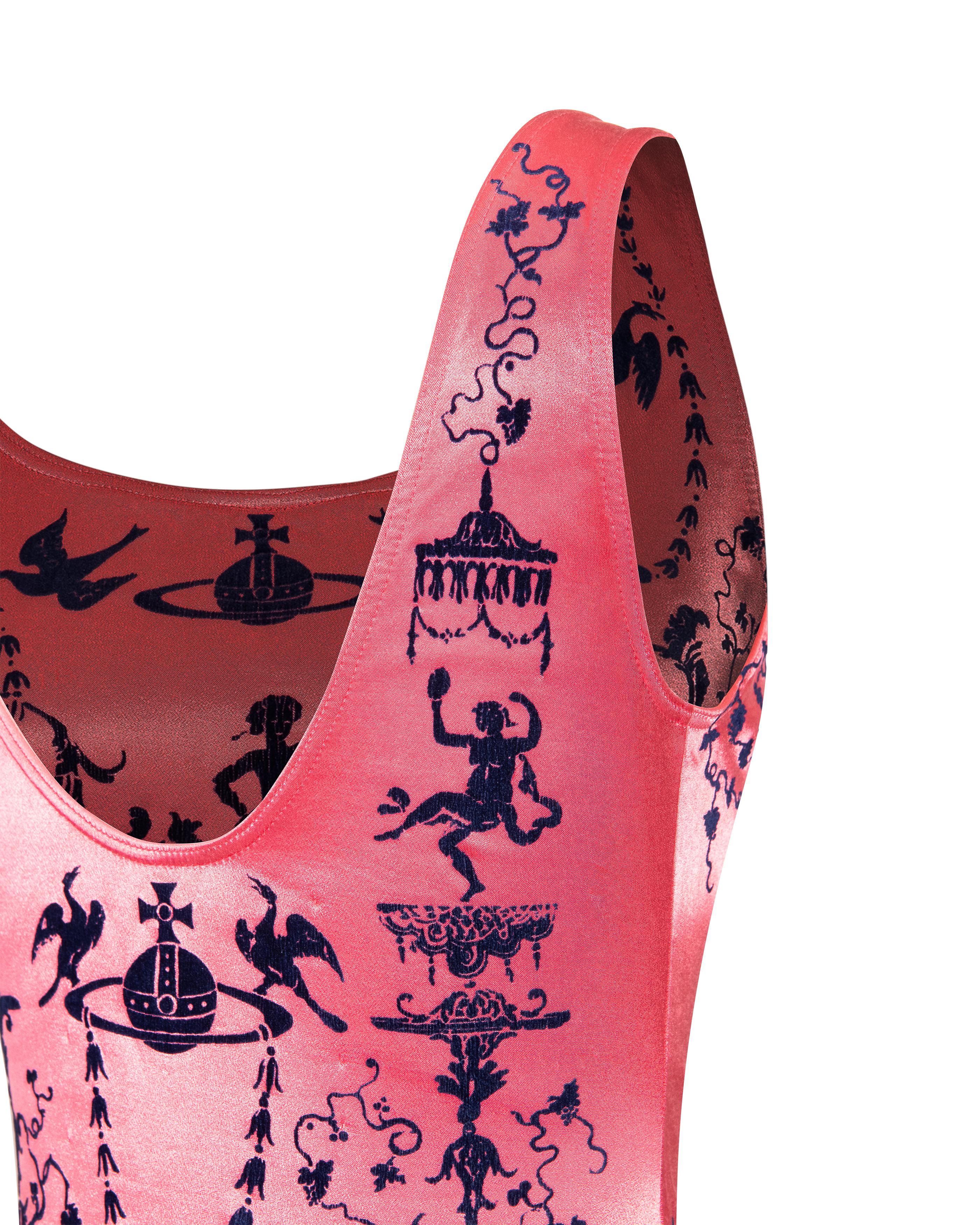 S/S 1992 Vivienne Westwood Pink Boulle Print Voided Velvet Bodysuit 3