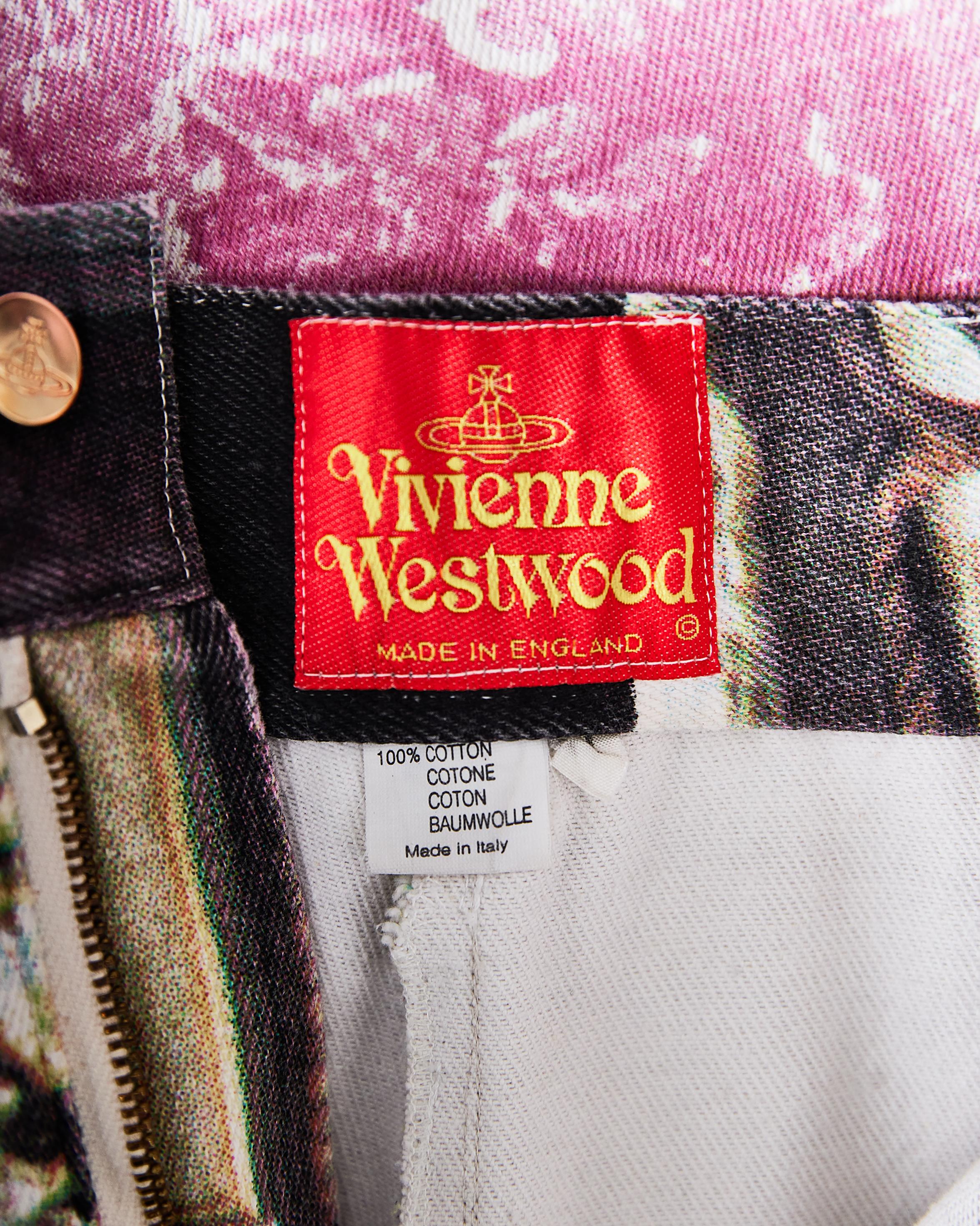 S/S 1992 Vivienne Westwood Salon Print Denim Pants For Sale 3