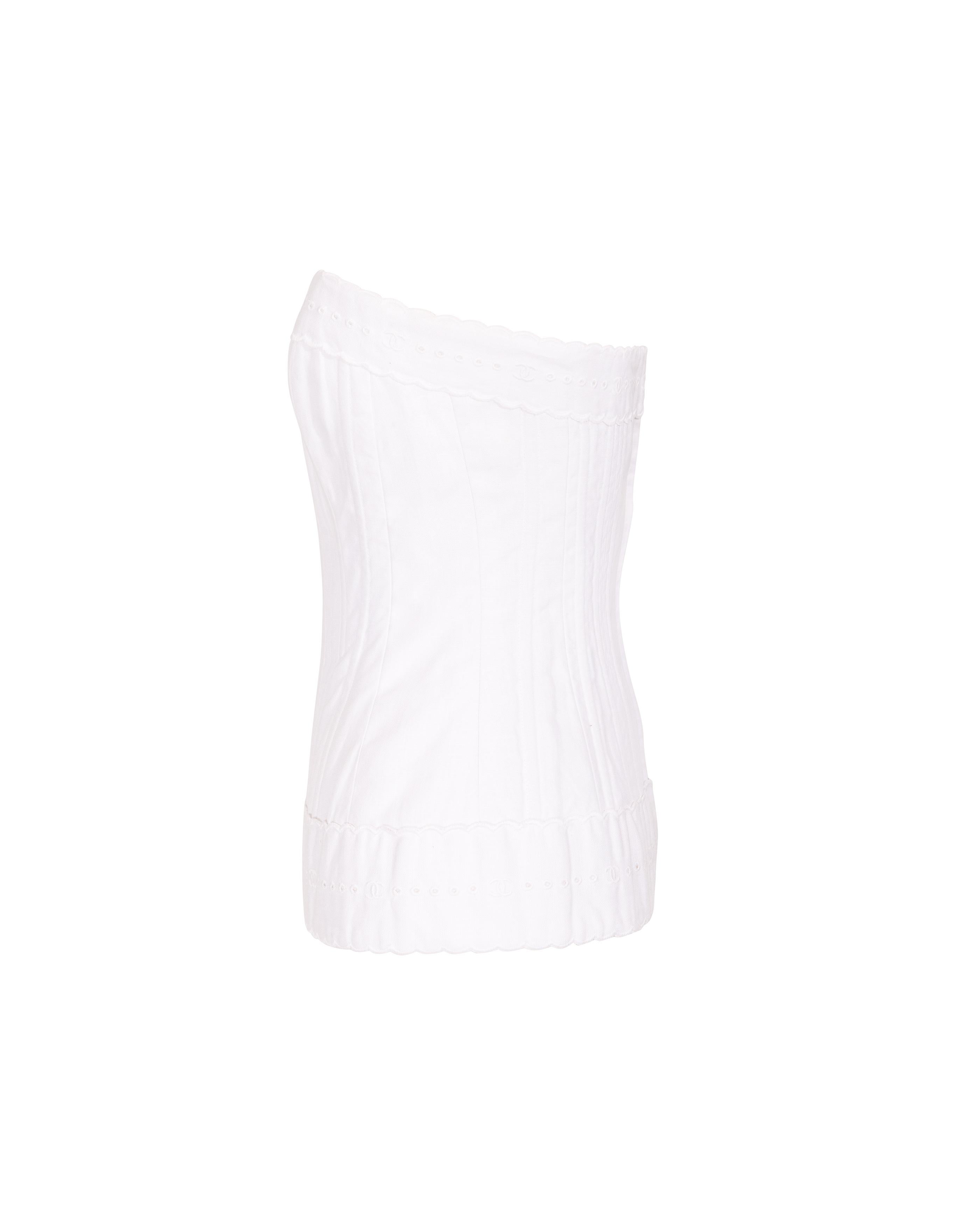 S/S 1993 Chanel by Karl Lagerfeld White Strapless Corset In Excellent Condition In North Hollywood, CA