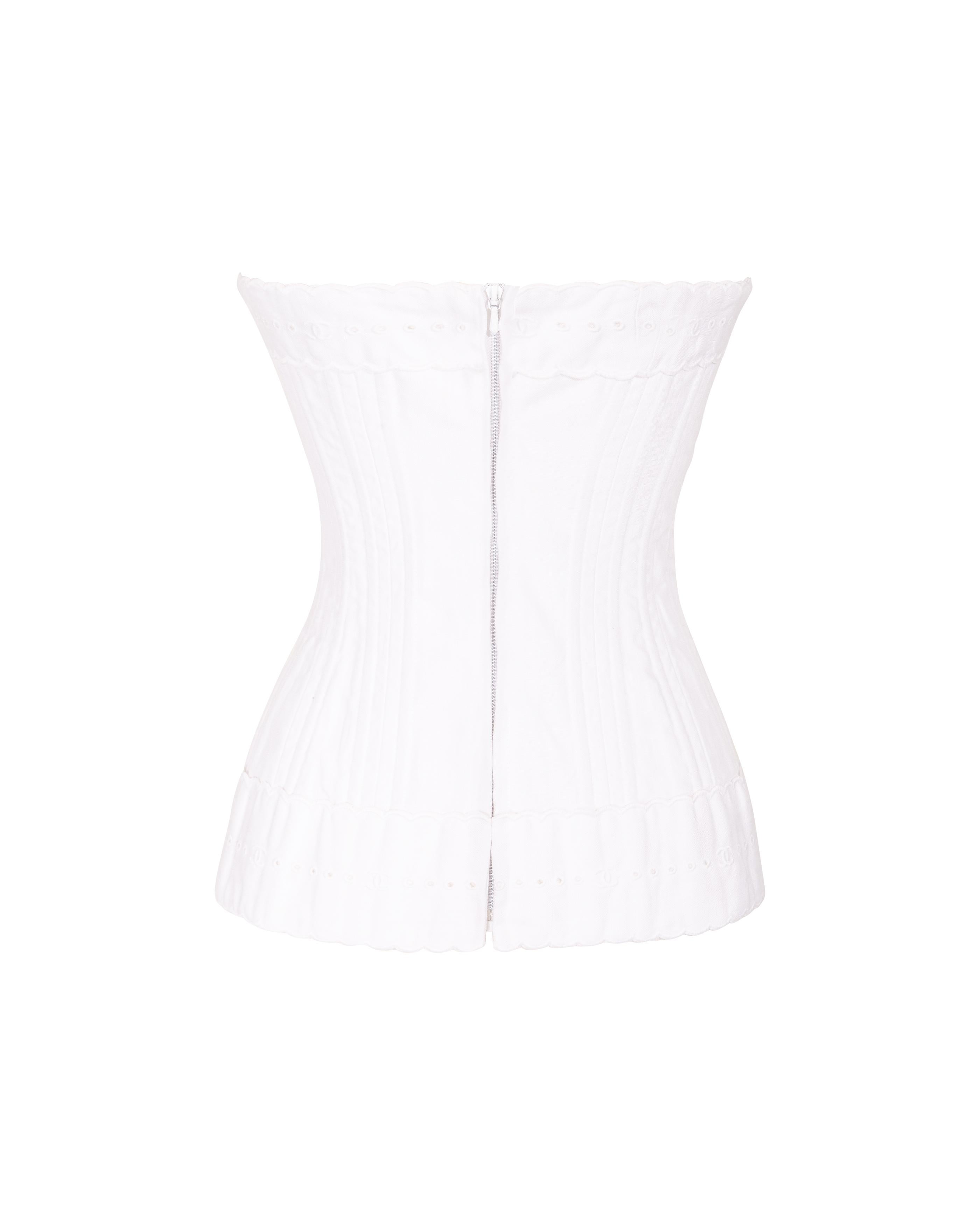 Women's S/S 1993 Chanel by Karl Lagerfeld White Strapless Corset