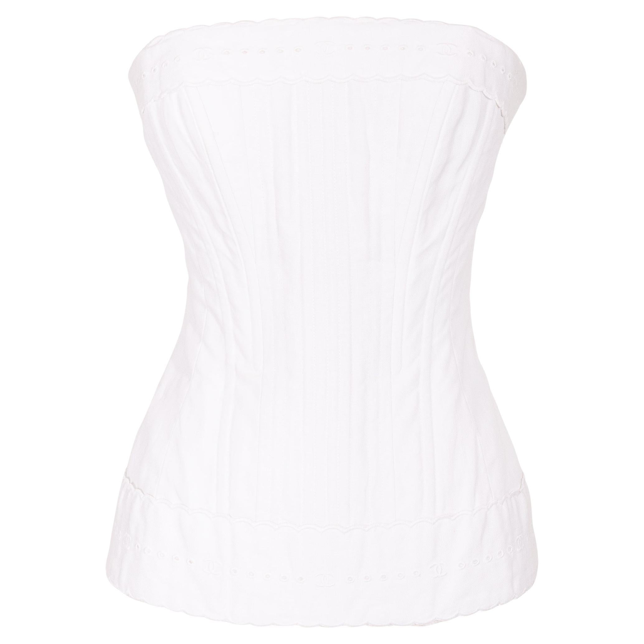 S/S 1993 Chanel by Karl Lagerfeld White Strapless Corset at 1stDibs