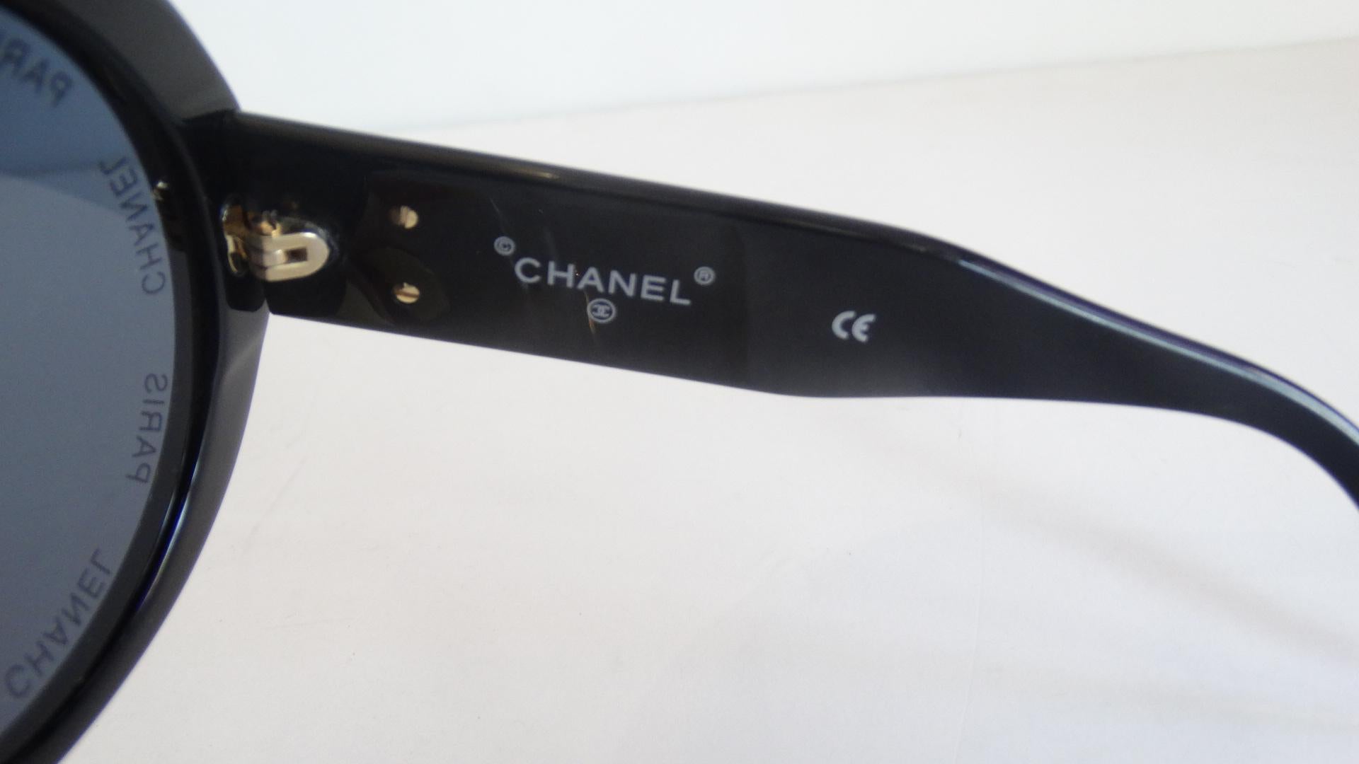 Black S/S 1993 Chanel Paris Circle Sunglasses