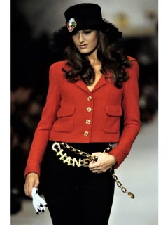 S/S 1993 Chanel Red Tweed Cropped Jacket