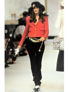 S/S 1993 Chanel Red Tweed Cropped Jacket