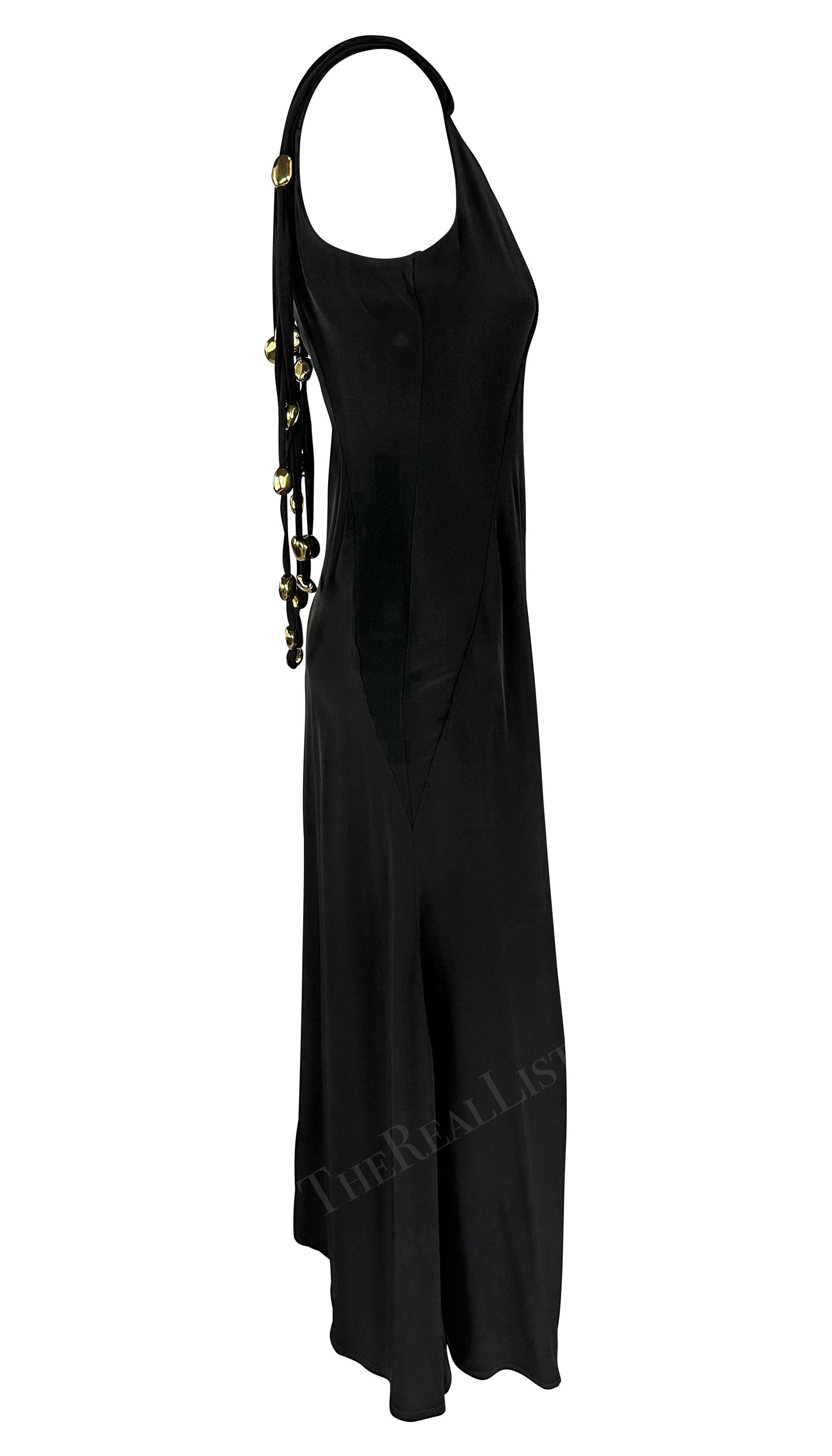 S/S 1993 Christian Lacroix Runway Black Gold Sculptural Jewelry Bead Gown For Sale 6