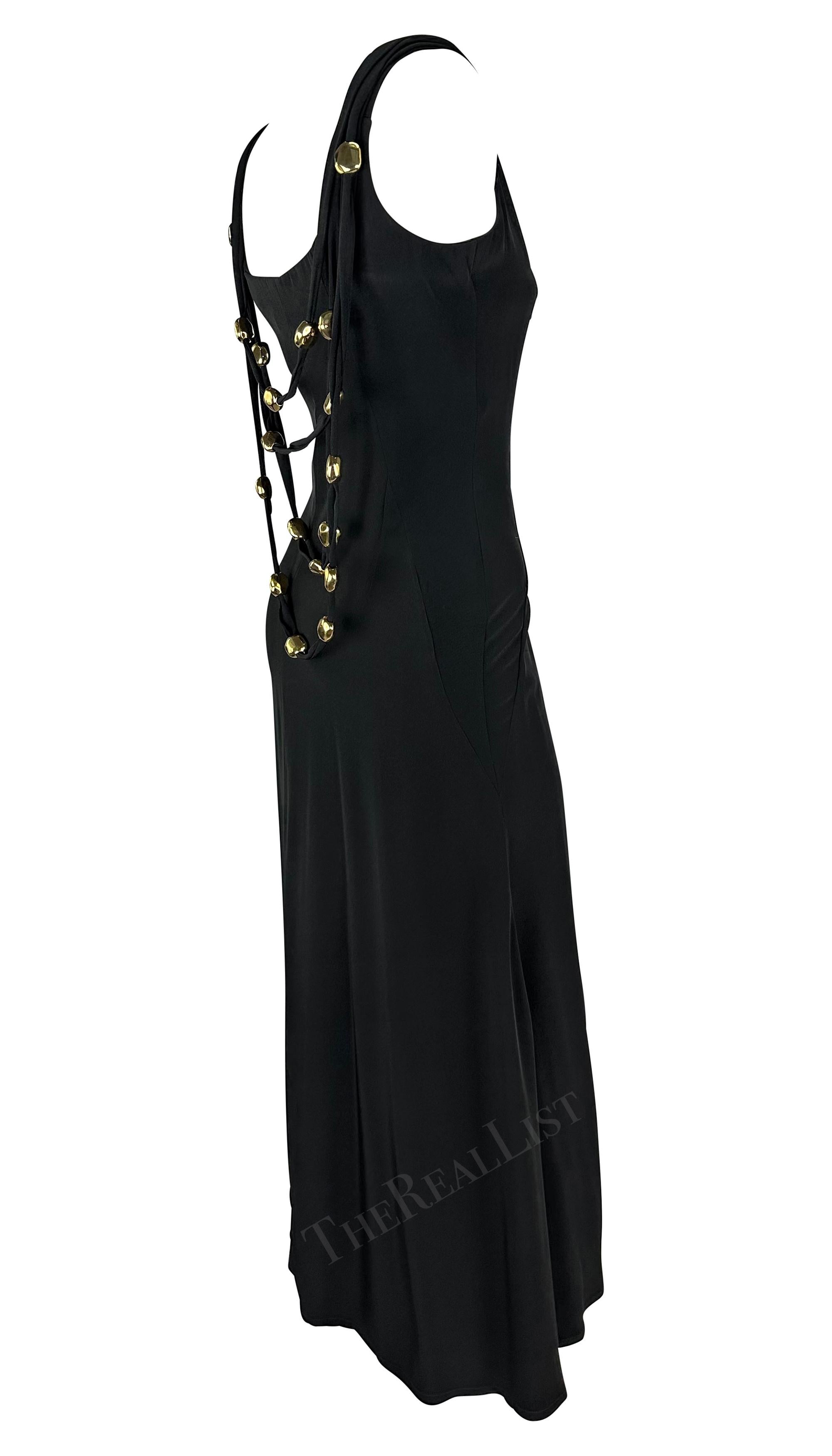 S/S 1993 Christian Lacroix Runway Black Gold Sculptural Jewelry Bead Gown For Sale 7