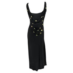 S/S 1993 Christian Lacroix Pasarela Vestido negro oro joya escultural abalorios