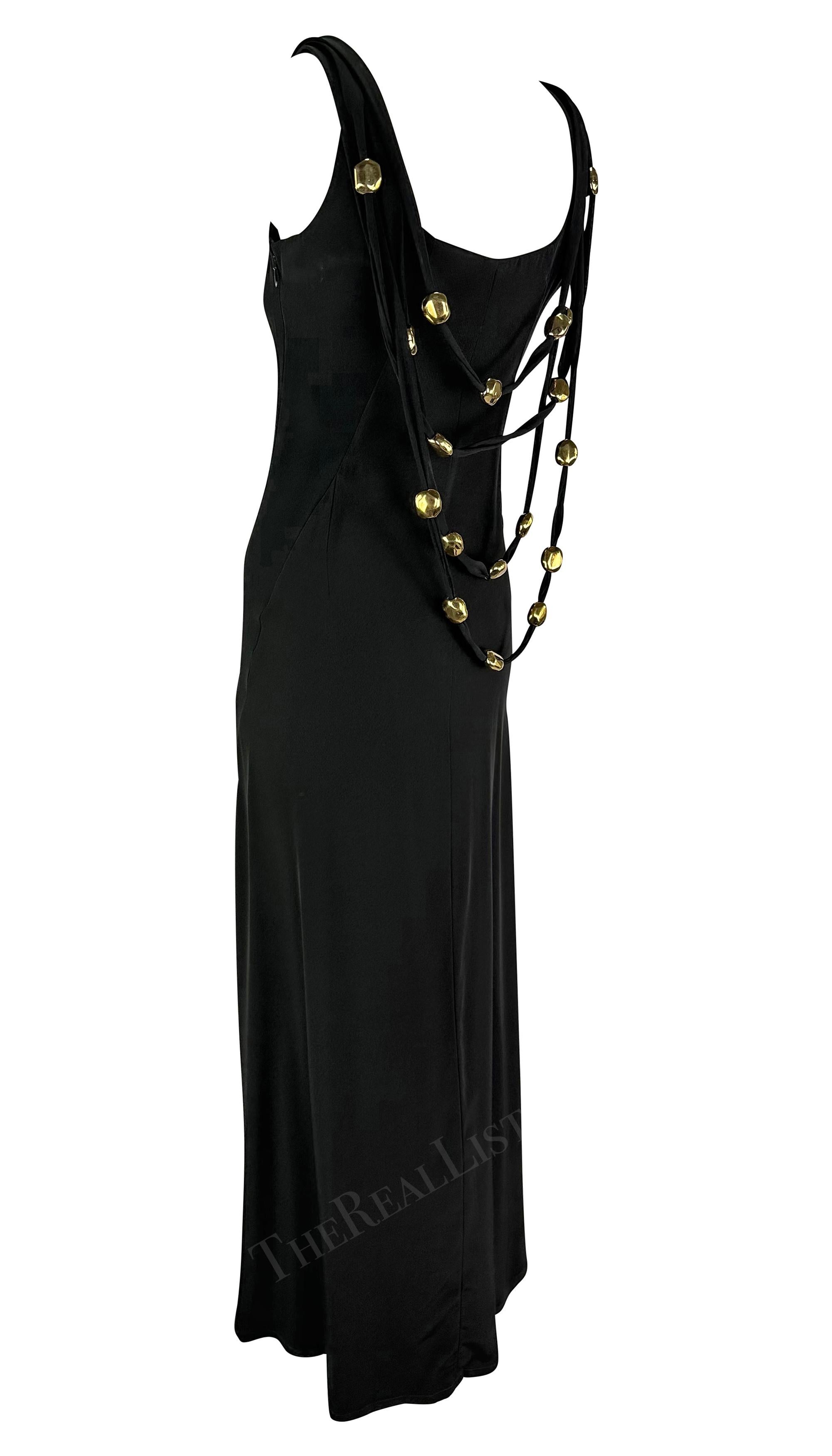 Women's S/S 1993 Christian Lacroix Runway Black Gold Sculptural Jewelry Bead Gown For Sale