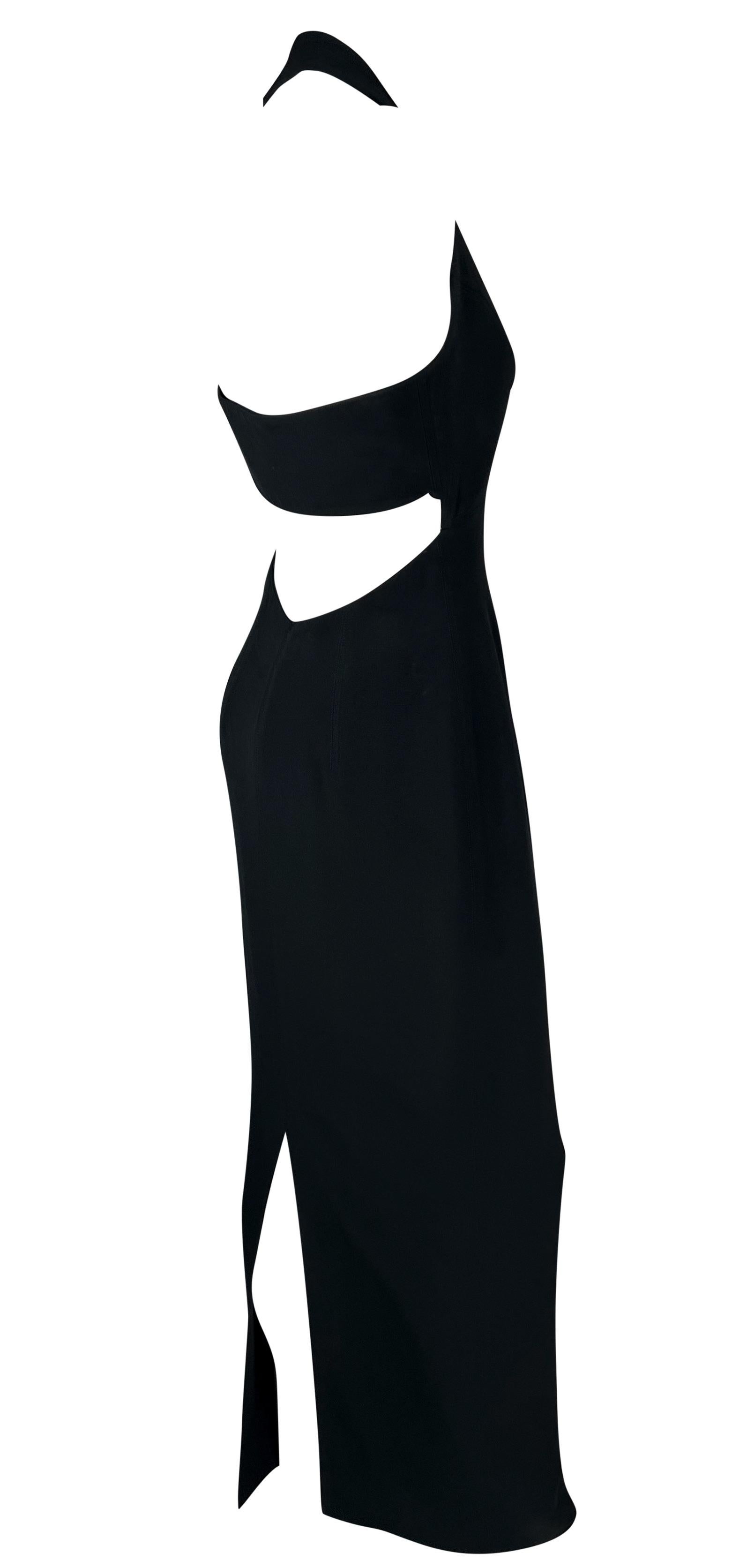 S/S 1993 Claude Montana Pasarela Maxivestido Recortado Negro con Cuentas Blancas en venta 6