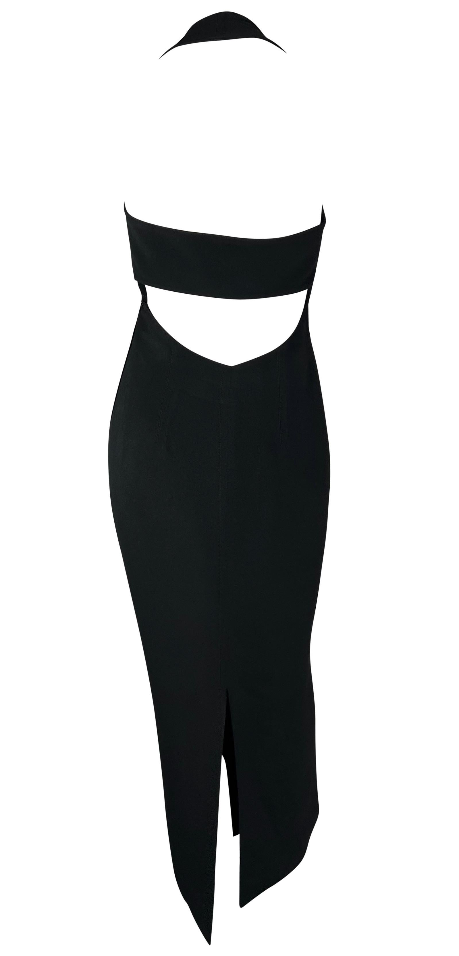 S/S 1993 Claude Montana Runway White Beaded Black Cutout Maxi Dress For Sale 7