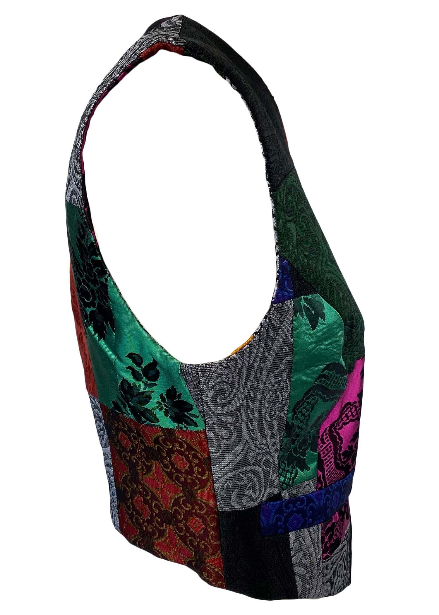 S/S 1993 Dolce & Gabbana Chaleco bohemio con botones de patchwork en venta 1