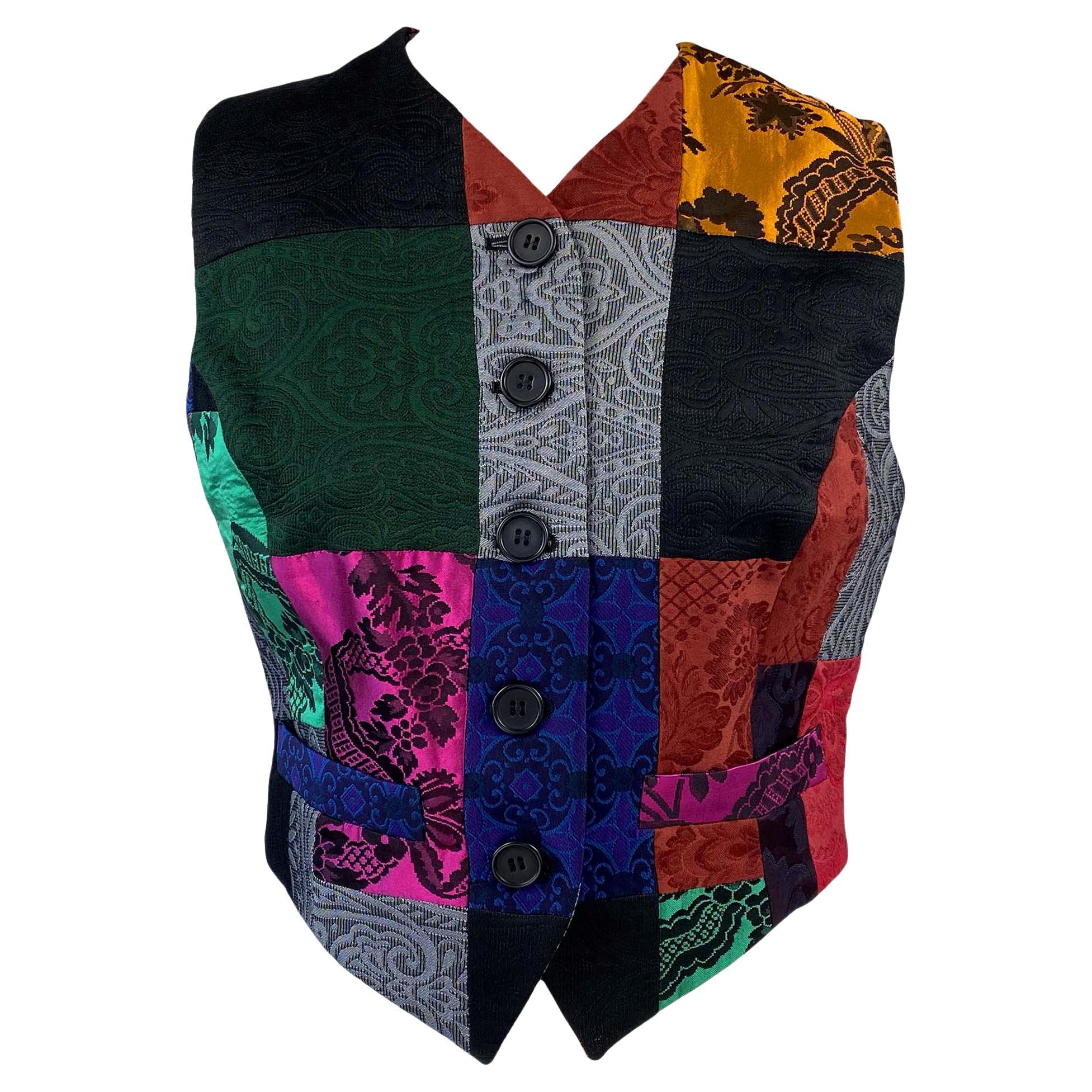 S/S 1993 Dolce & Gabbana Patchwork Button Up Bohemian Vest 