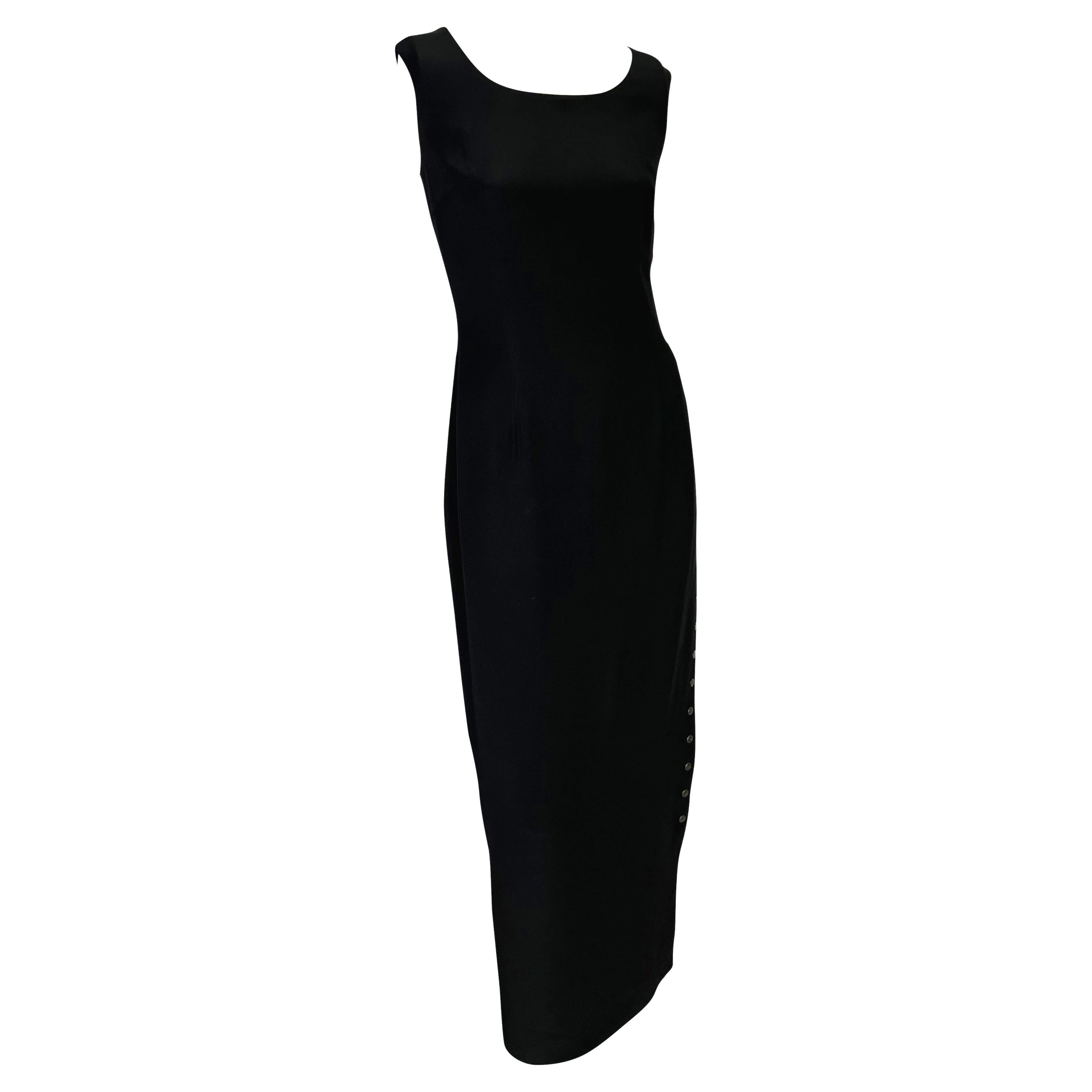 F/S 1993 Dolce & Gabbana Laufsteg Logo Snap Schwarzes Bodycon Pin-Up Kleid mit Schnappverschluss im Angebot 2