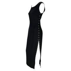 S/S 1993 Dolce & Gabbana Runway Logo Snap Black Bodycon Pin-Up Dress