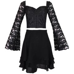 S/S 1993 Dolce & Gabbana Runway Sheer Black Lace Bustier and High Waist Mini