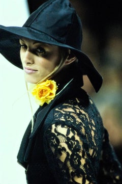 S/S 1993 Dolce & Gabbana Sheer Backless Lace Black Leather Zip Biker Jacket