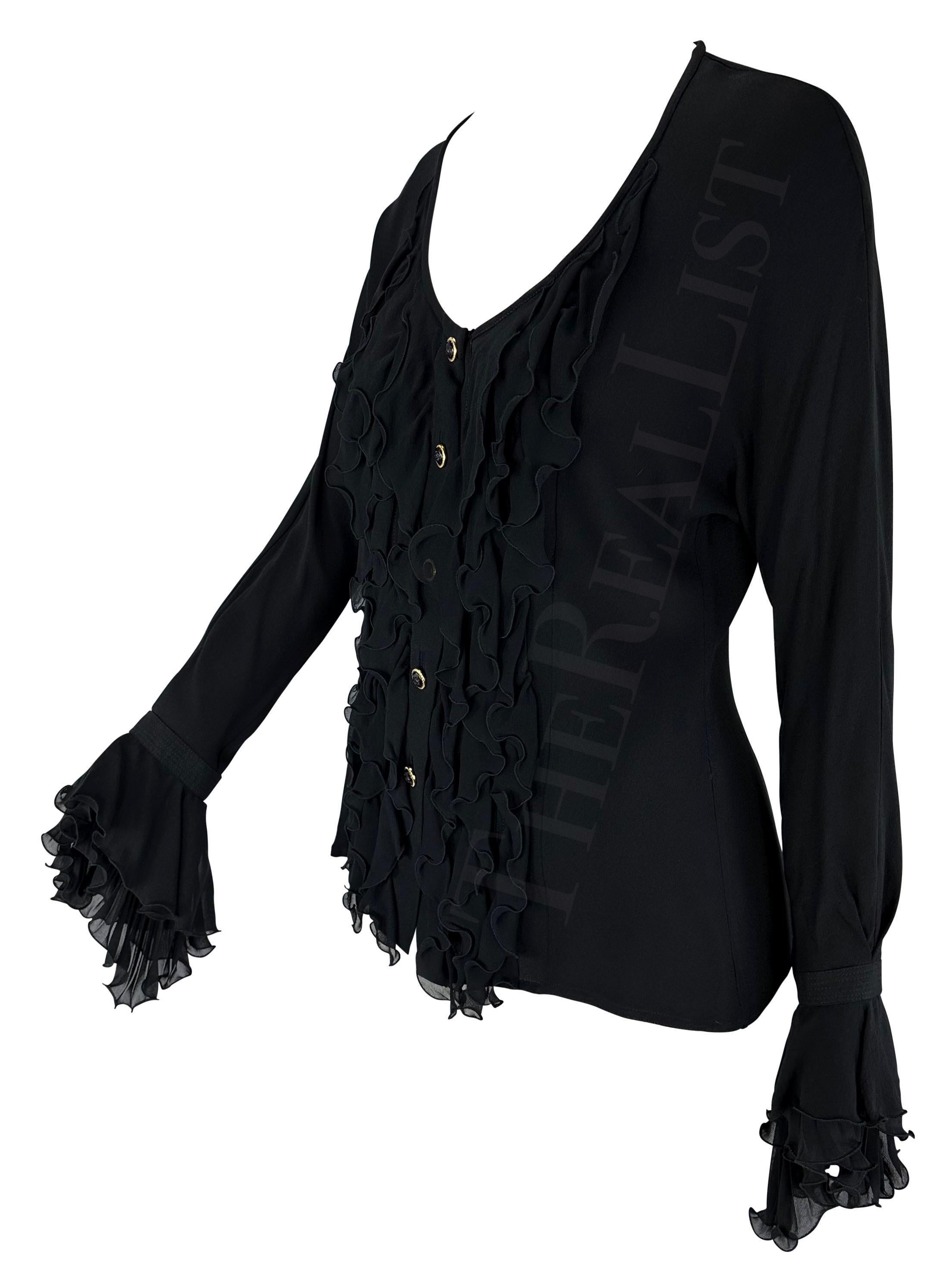 F/S 1993 Gianni Versace Schwarzes Laufsteg-Daunenoberteil mit Knopfleiste im Zustand „Hervorragend“ im Angebot in West Hollywood, CA