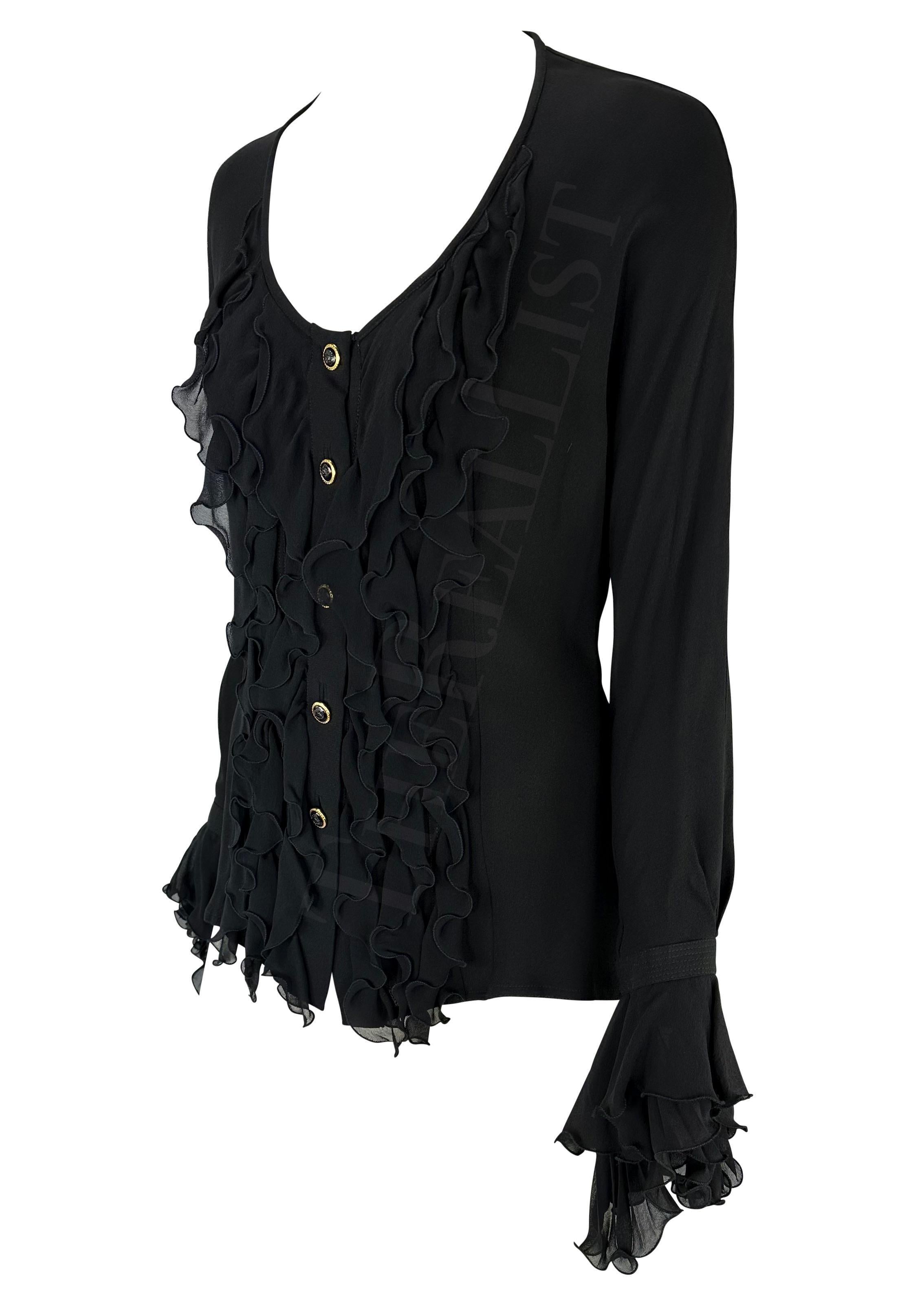 F/S 1993 Gianni Versace Schwarzes Laufsteg-Daunenoberteil mit Knopfleiste Damen im Angebot