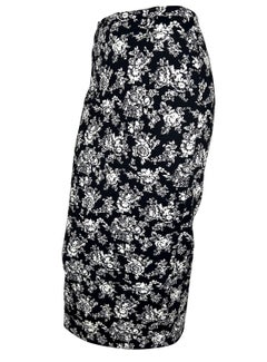 S/S 1993 Gianni Versace Black White Floral Stretch Spandex Rubber Blend Skirt