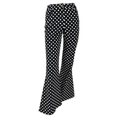 S/S 1993 Gianni Versace Couture Runway Black Polka Dot Flare Bell Bottom Jeans