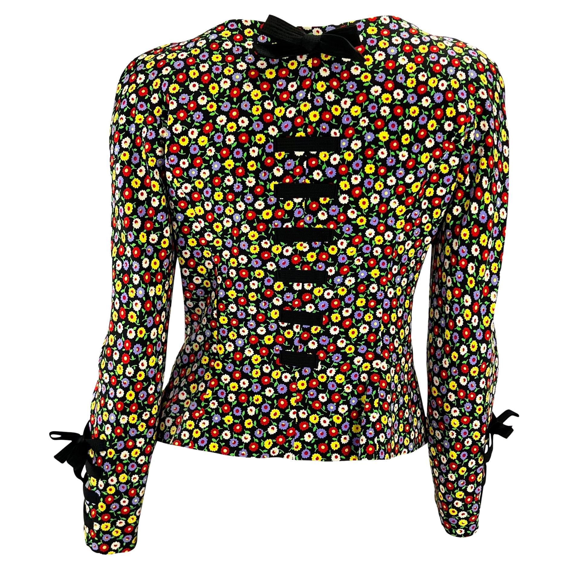S/S 1993 Gianni Versace Couture Runway Floral Bustier Ribbon Blazer Jacket 1