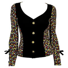 Gianni Versace Couture P/E 1993: Giacca Blazer con Bustier floreale e nastri, in passerella