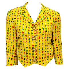 S/S 1993 Gianni Versace Couture Runway Yellow Floral Medusa Blazer Jacket