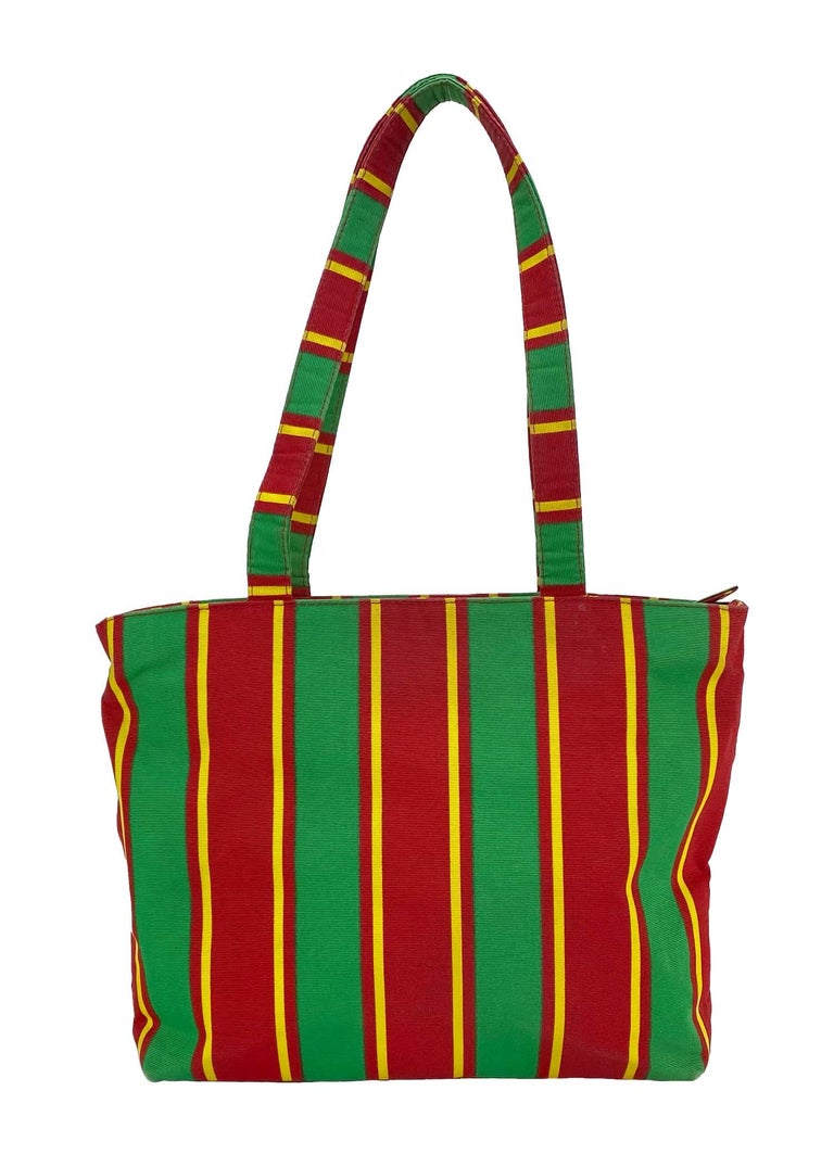 S/S 1993 Gianni Versace Couture Stripped Medusa Medallion Canvas Tote  Runway For Sale at 1stDibs