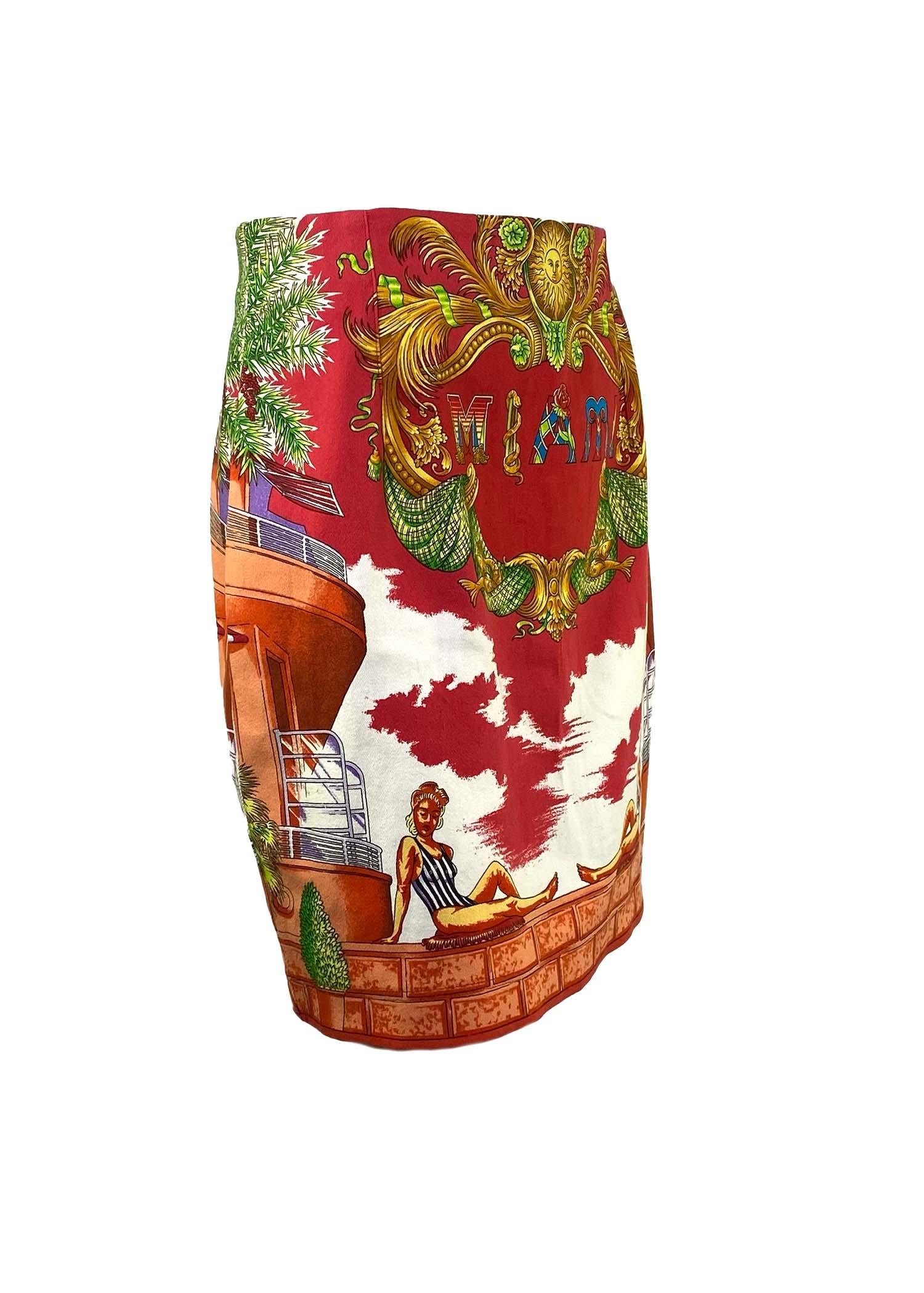 S/S 1993 Gianni Versace Miami Print Skirt  In Excellent Condition In West Hollywood, CA