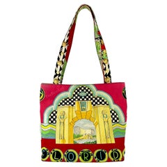 S/S 1993 Gianni Versace Bolso Tote Rojo Miami Beach Florida Print Medusa