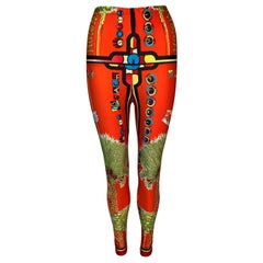 S/S 1993 Gianni Versace Red Orange Miami South Beach High Waist Leggings