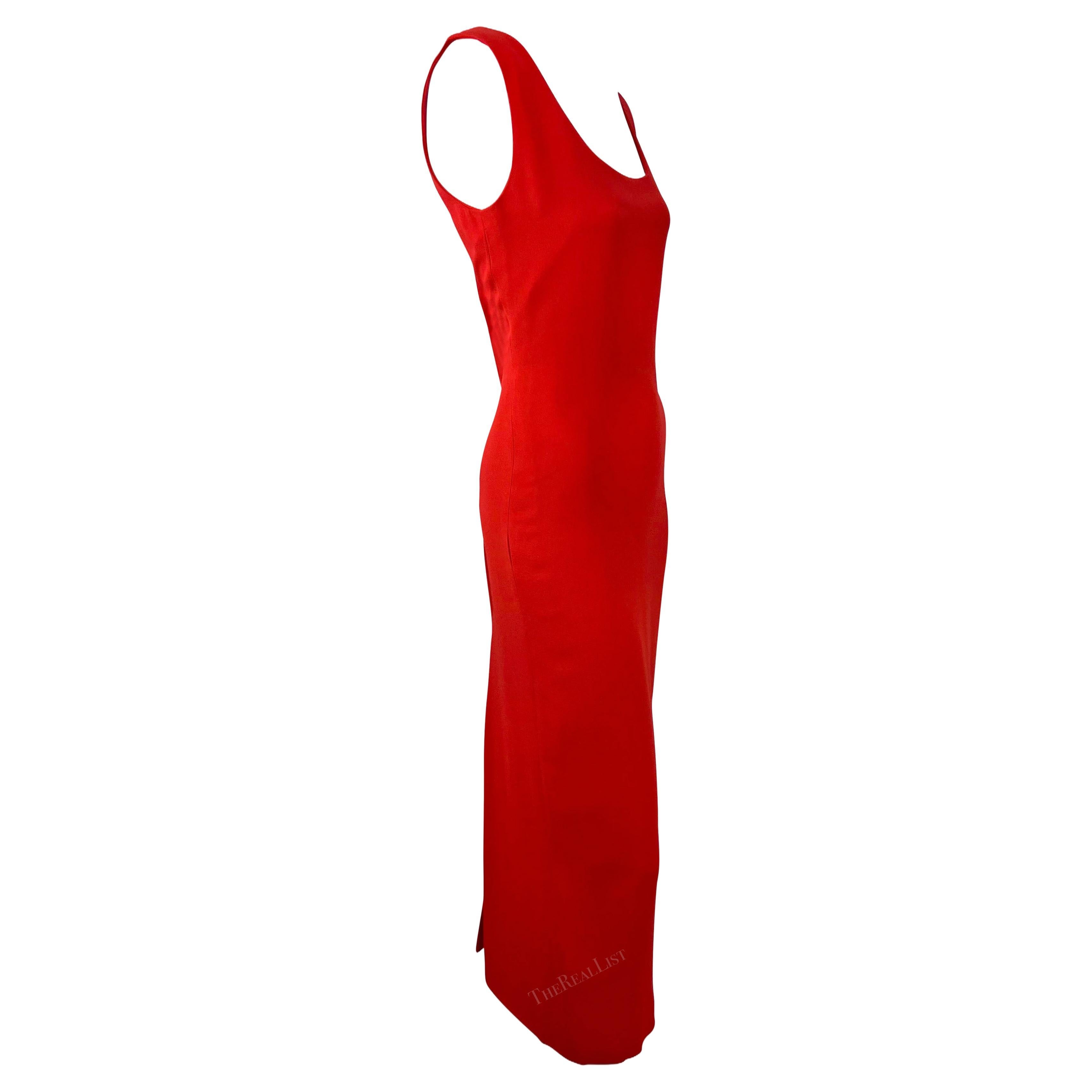 S/S 1993 Gianni Versace Runway Ad Red Plunging Back Sleeveless Dress For Sale 6