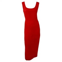 S/S 1993 Gianni Versace Runway Ad Red Plunging Back Sleeveless Dress
