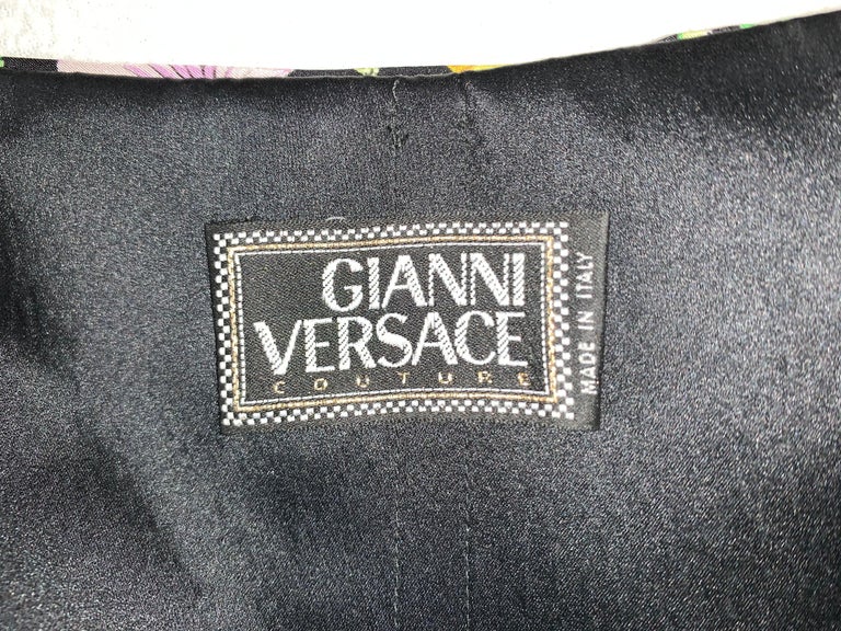 S/S 1993 Gianni Versace Runway Black Floral Strapless Bustier Gown ...