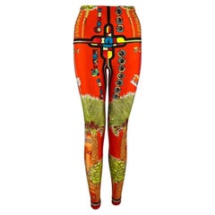 S/S 1993 Gianni Versace South Beach Miami Sunset Orange Red Florida Print Collants