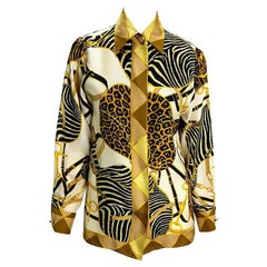S/S 1993 Gucci Runway Camisa de seda con cuello y logo GG Button Down