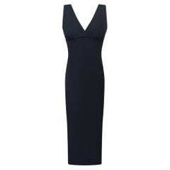 Primavera/Verano 1993. Vestido largo sin mangas, ceñido y semitransparente con cuello en V de Norma Kamali, talla 40IT