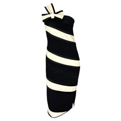 Vintage S/S 1993 Valentino Garavani Runway Black White Stripe Bow Dress