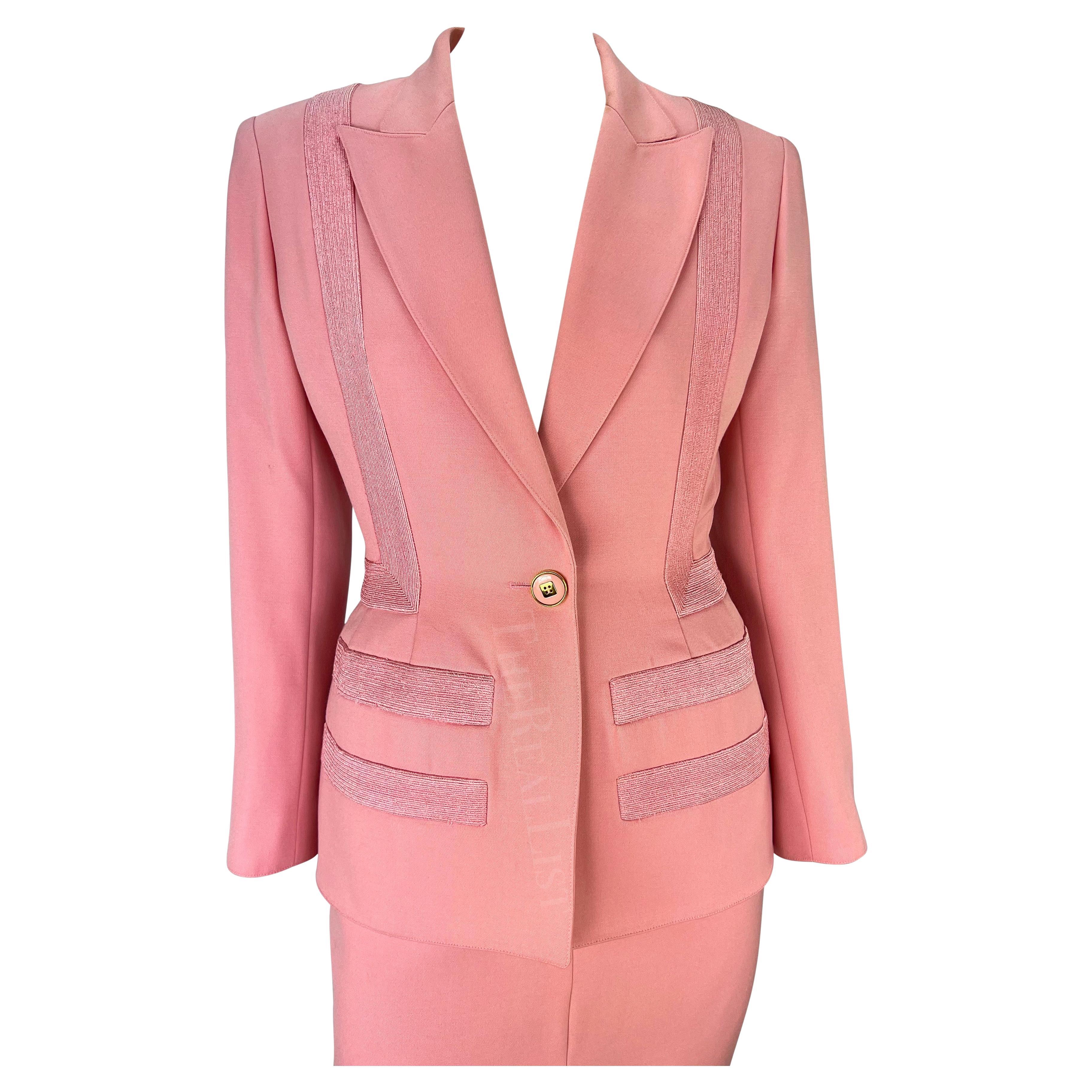 pink skirt suit set