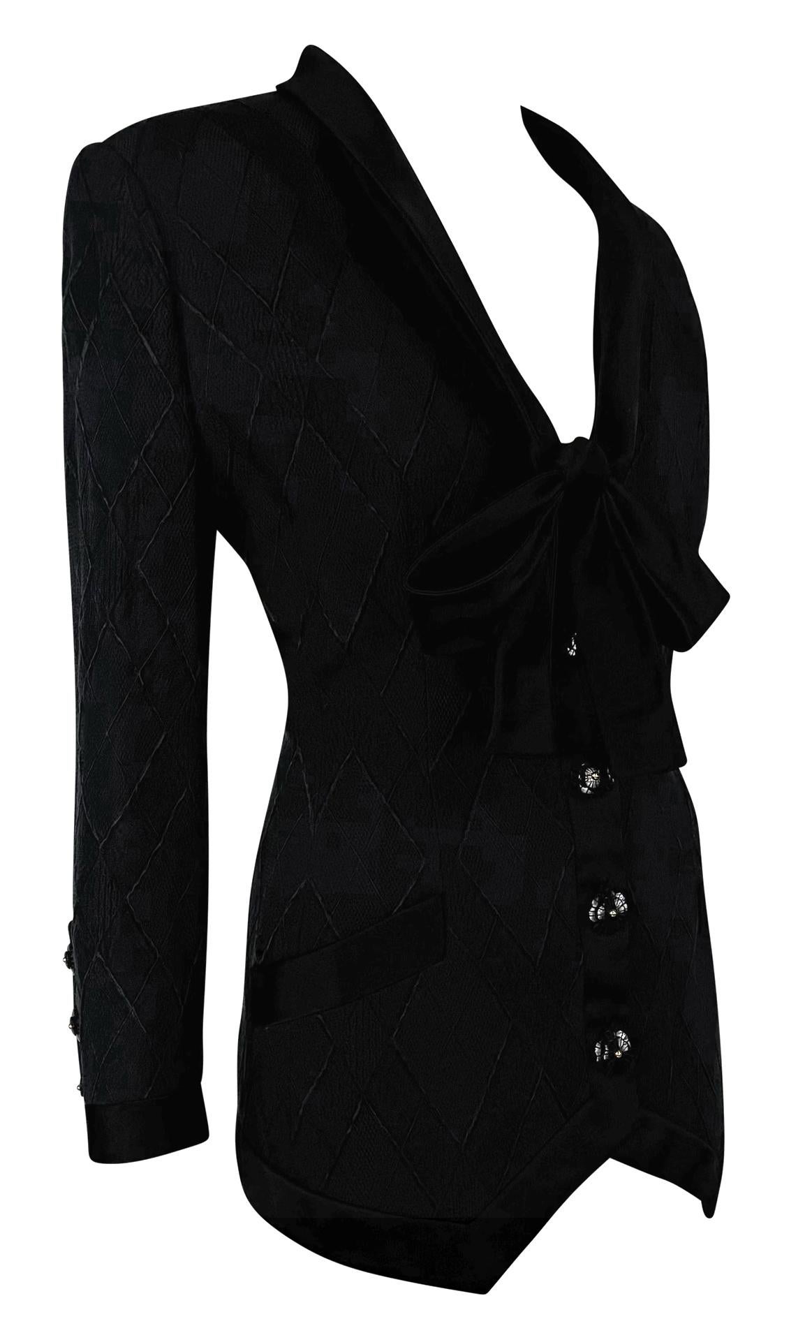S/S 1993 Valentino Haute Couture Runway Diamond Textured Blazer Jacket For Sale 2