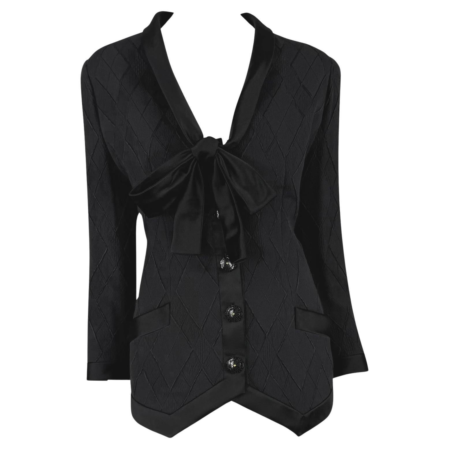 S/S 1993 Valentino Haute Couture Runway Diamond Textured Blazer Jacket For Sale