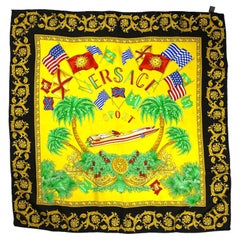 S/S 1993 Versace Sport by Gianni Miami Print Silk Square Scarf