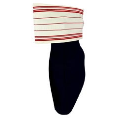 S/S 1994 Angelo Tarlazzi Runway Navy Off-The-Shoulder Knit Bodycon Mini Dress