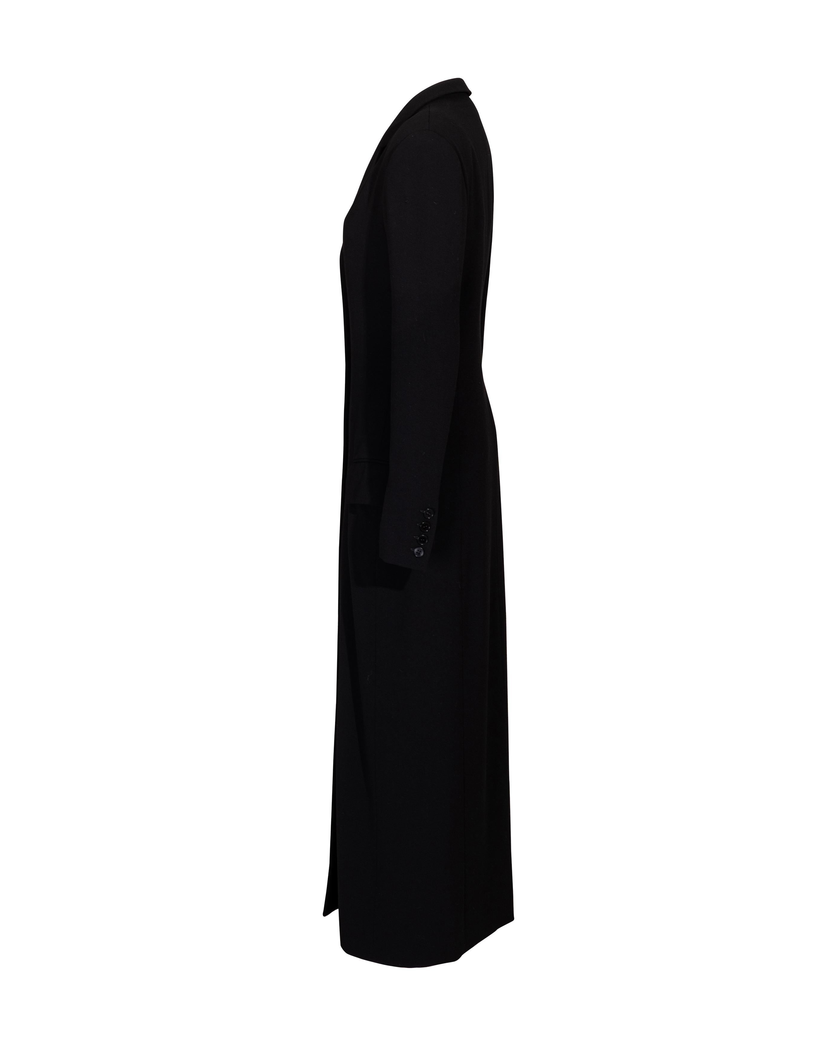 S/S 1994 Calvin Klein Black Silk Crepe Long Coat In Good Condition In North Hollywood, CA