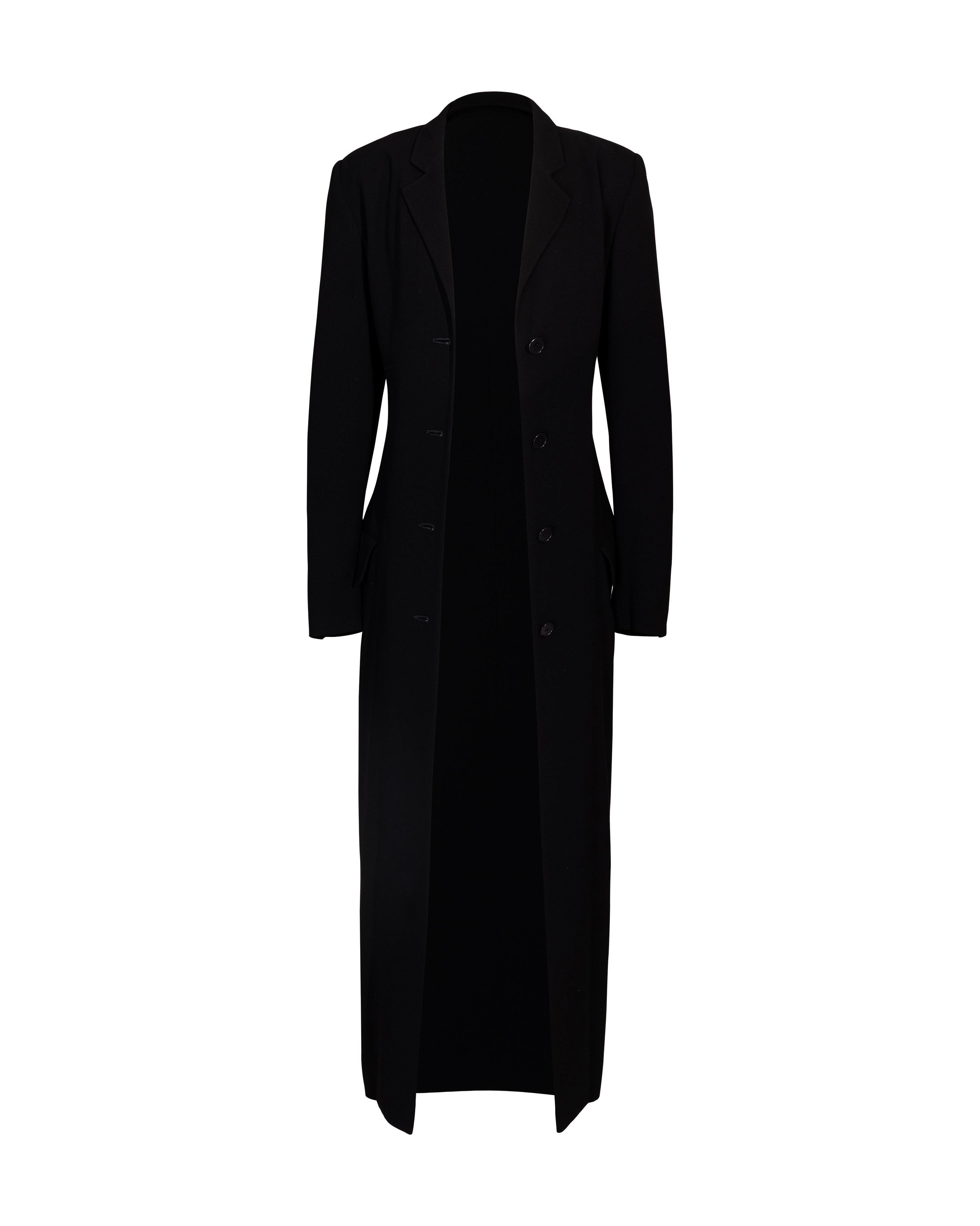 S/S 1994 Calvin Klein Black Silk Crepe Long Coat For Sale 2