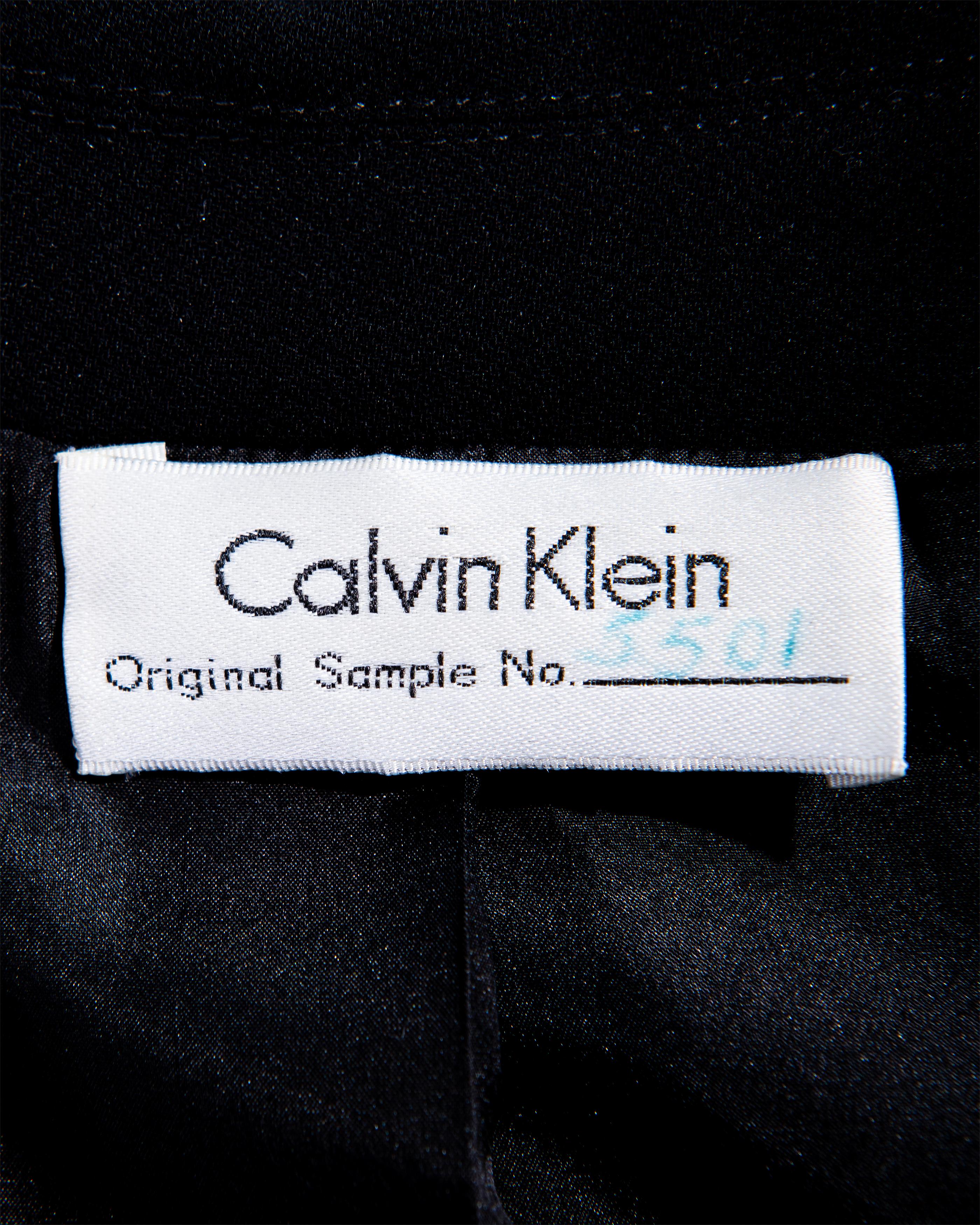 S/S 1994 Calvin Klein Black Silk Crepe Long Coat 4