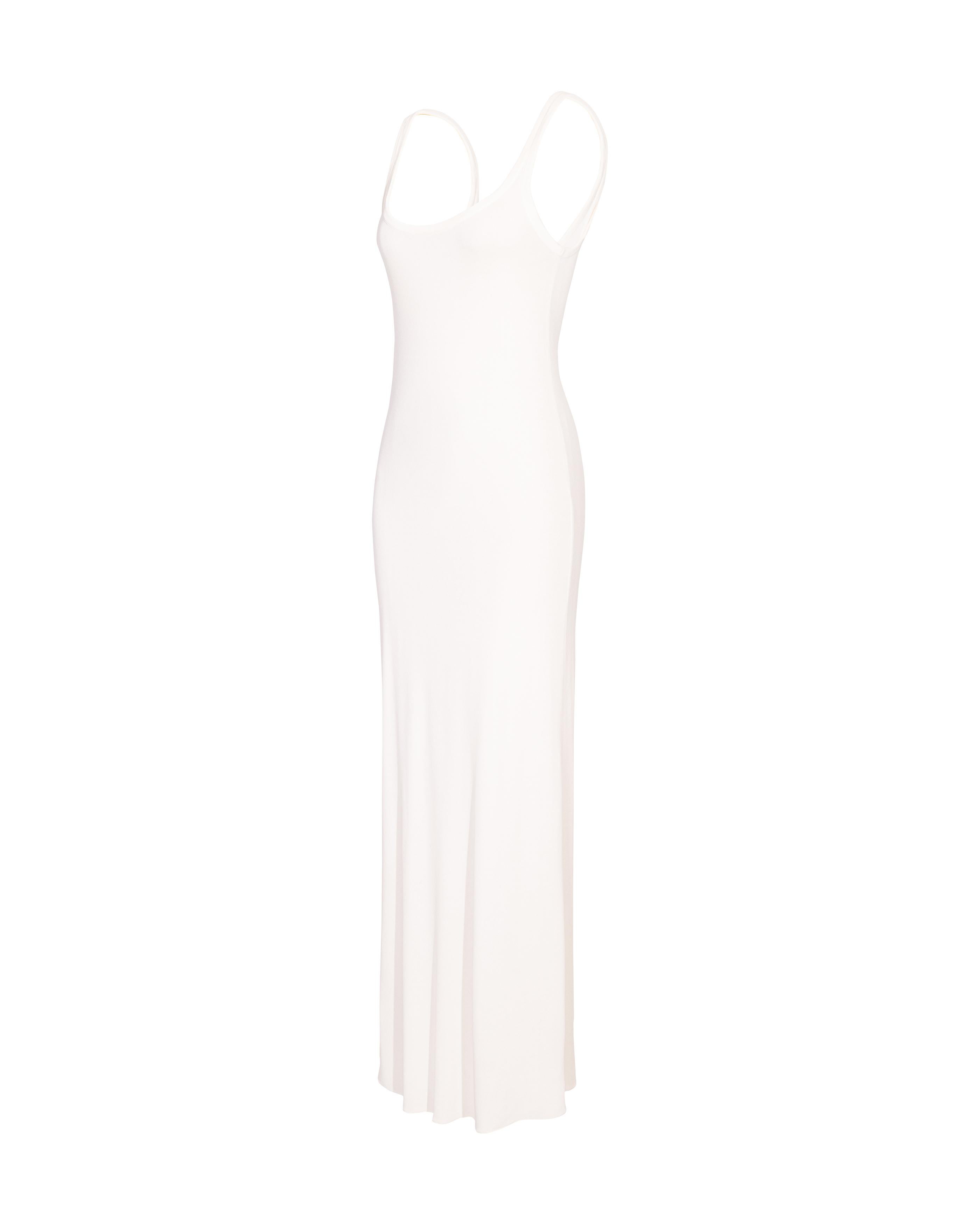 S/S 1994 Calvin Klein White Scoop Neck Maxi Dress In Excellent Condition In North Hollywood, CA